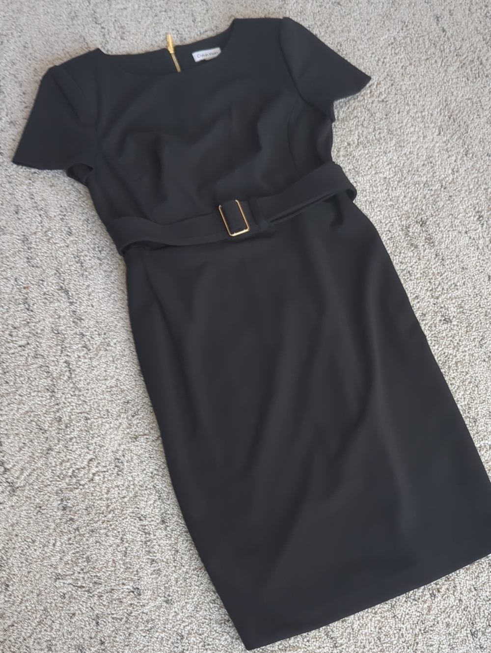 Calvin Klein Black Belted Sheath Dress